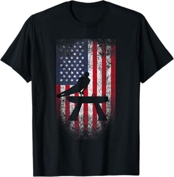 Gymnastics Pommel Horse USA American Flag Vintage Sports Women Kids Men T-Shirt