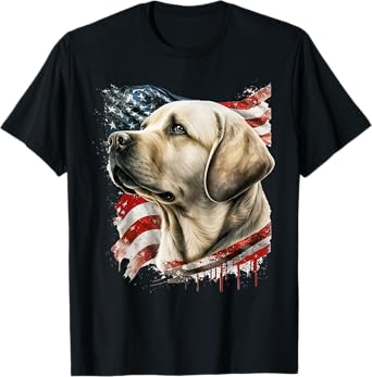 Yellow Lab with the American Flag T-Shirt