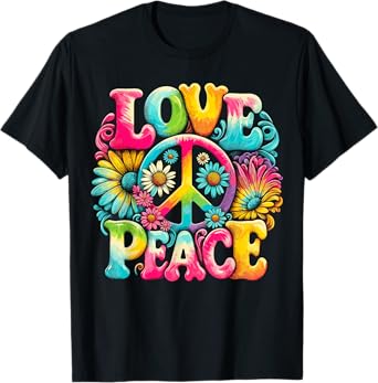 Hippie Peace Sign Love Tie Dye Hippie T-Shirt