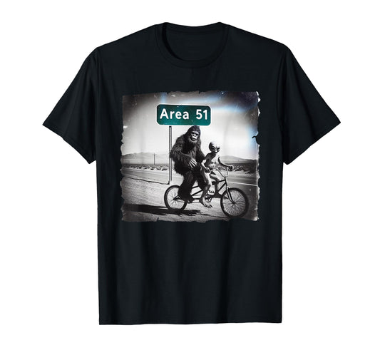Area 51 Bike Funny Bigfoot Alien Sasquatch Roswell Nevada T-Shirt