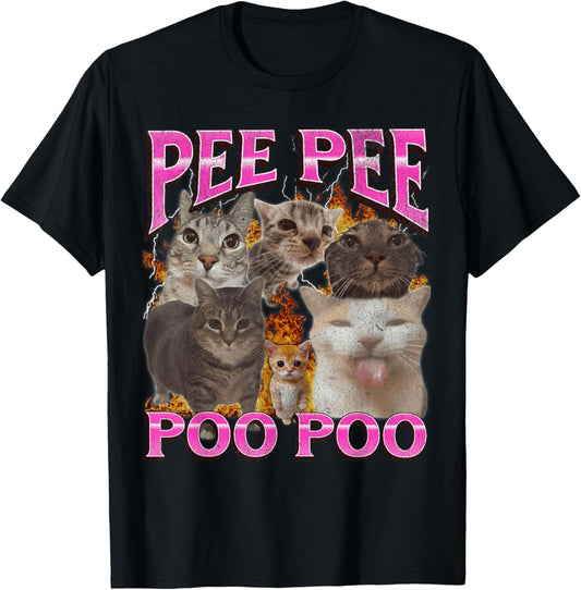 Pee Pee Poo Poo Funny Cat Meme Bootleg Graphic T-Shirt