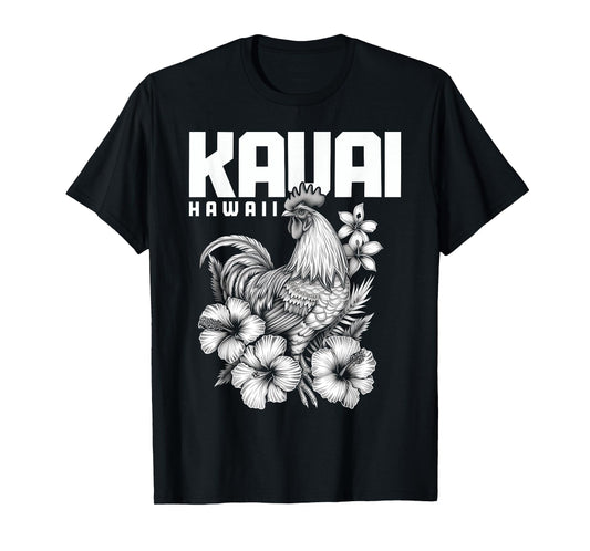 We Love Kauai Hawaii Kauai Hawaii Chicken Hawaiian Hibiscus Flowers Vintage Black T-Shirt