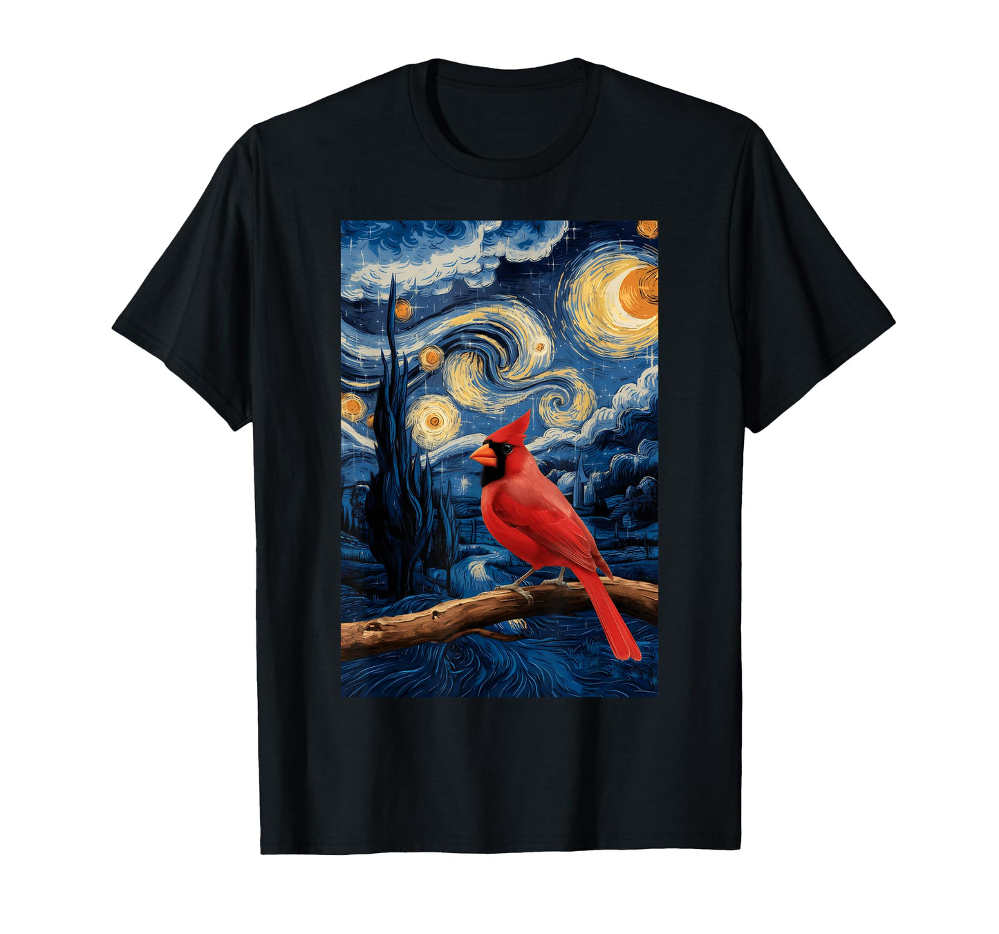 Cute Starry Red Cardinal Night For Bird Lovers T-Shirt