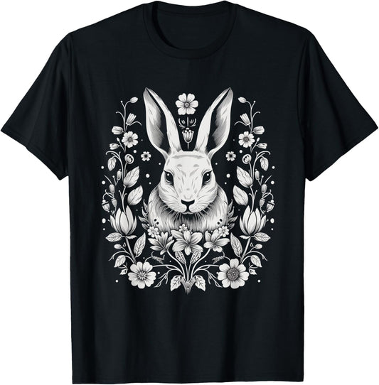 Haase Rabbit Floral Cottagecore Flowers Easter Vintage T-Shirt