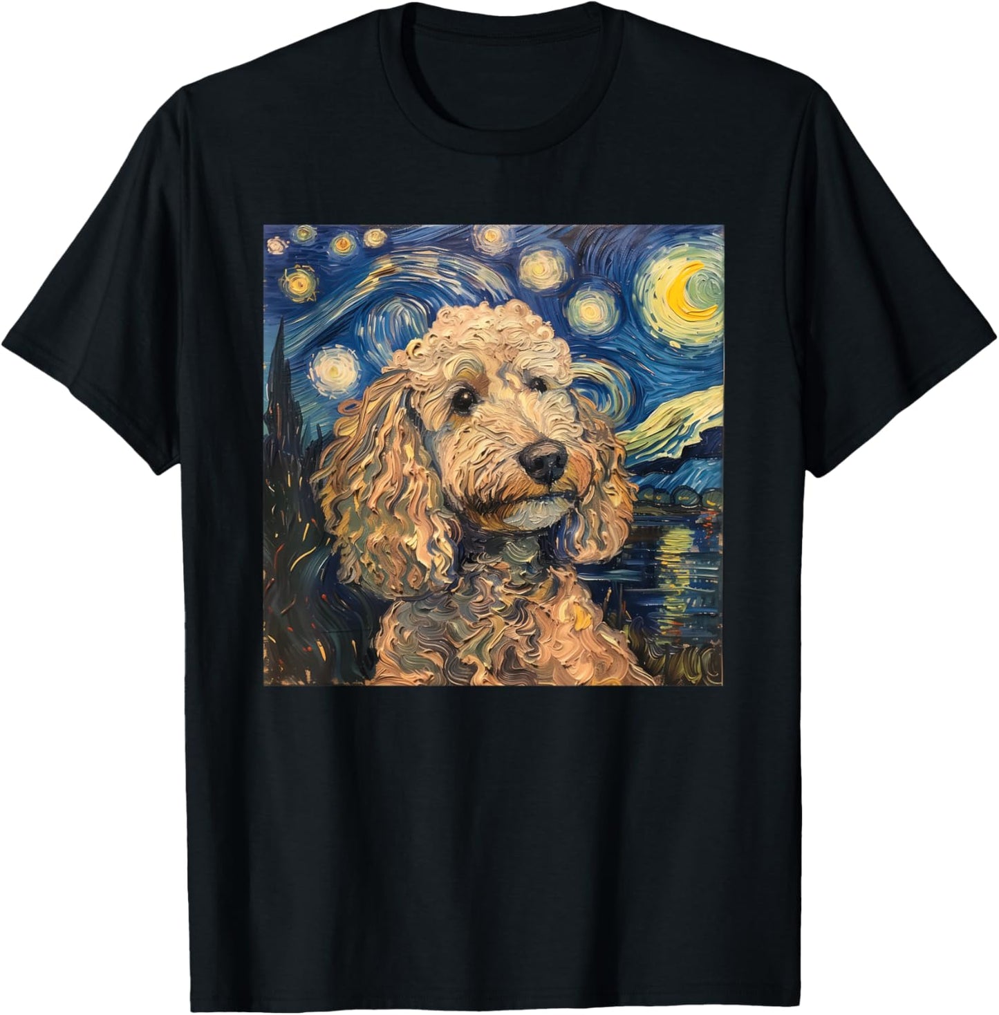 Poodle Dog Van Gogh Style Starry Night T-Shirt