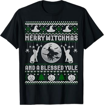 Merry Witchmas Cat Lover Ugly Christmas Sweaters Men Women Kids T-Shirt