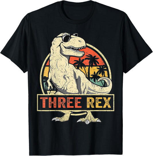 Three Rex 3Rd Birthday Third Dinosaur 3 Year Old T-Shirt
