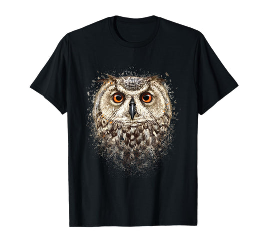 Artistic Owl Face - Birds Ornithologist Nature Animal Lover T-Shirt