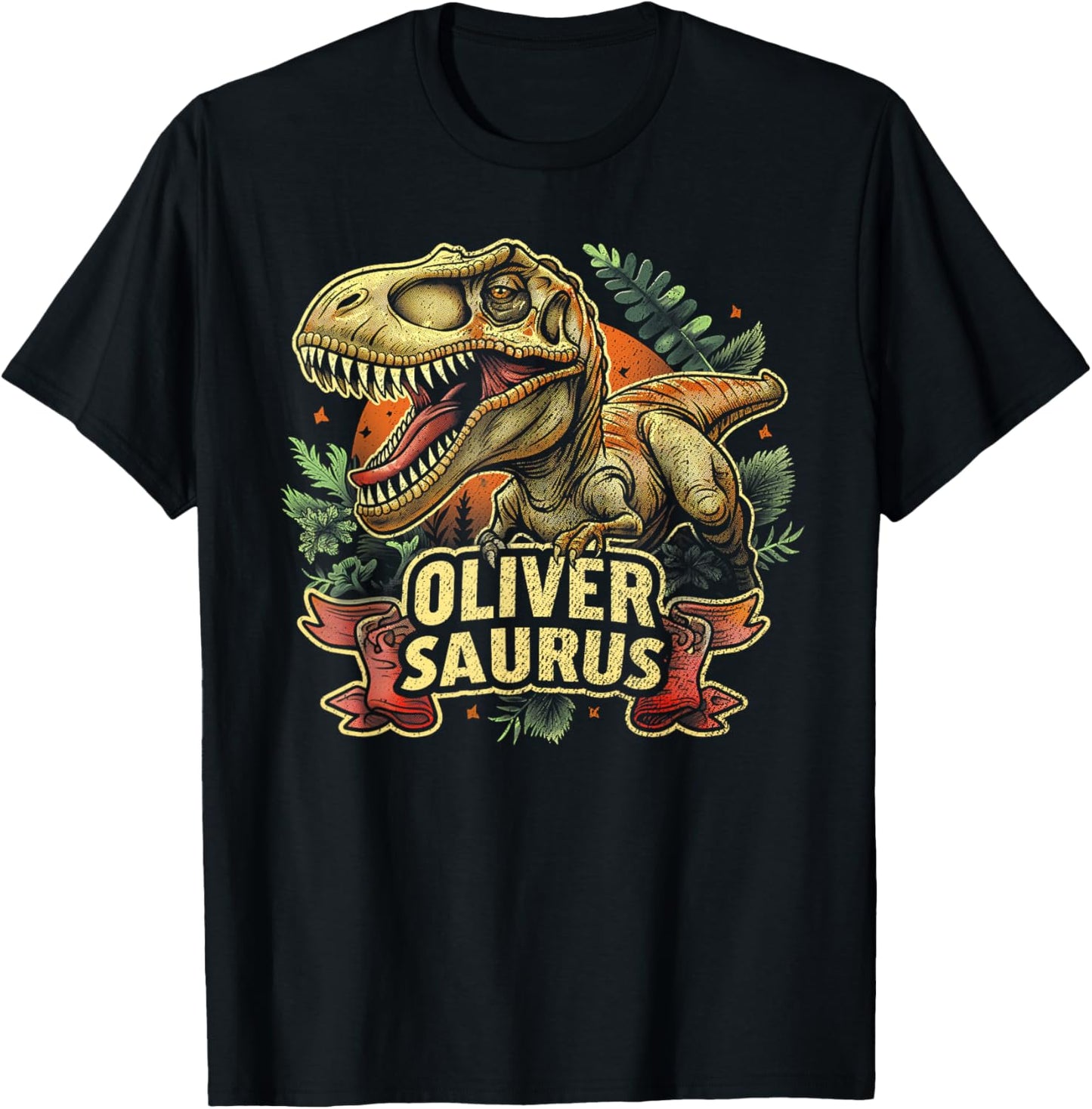 Oliver Saurus Funny Personalized Dinosaur T Rex Boys Name T-Shirt