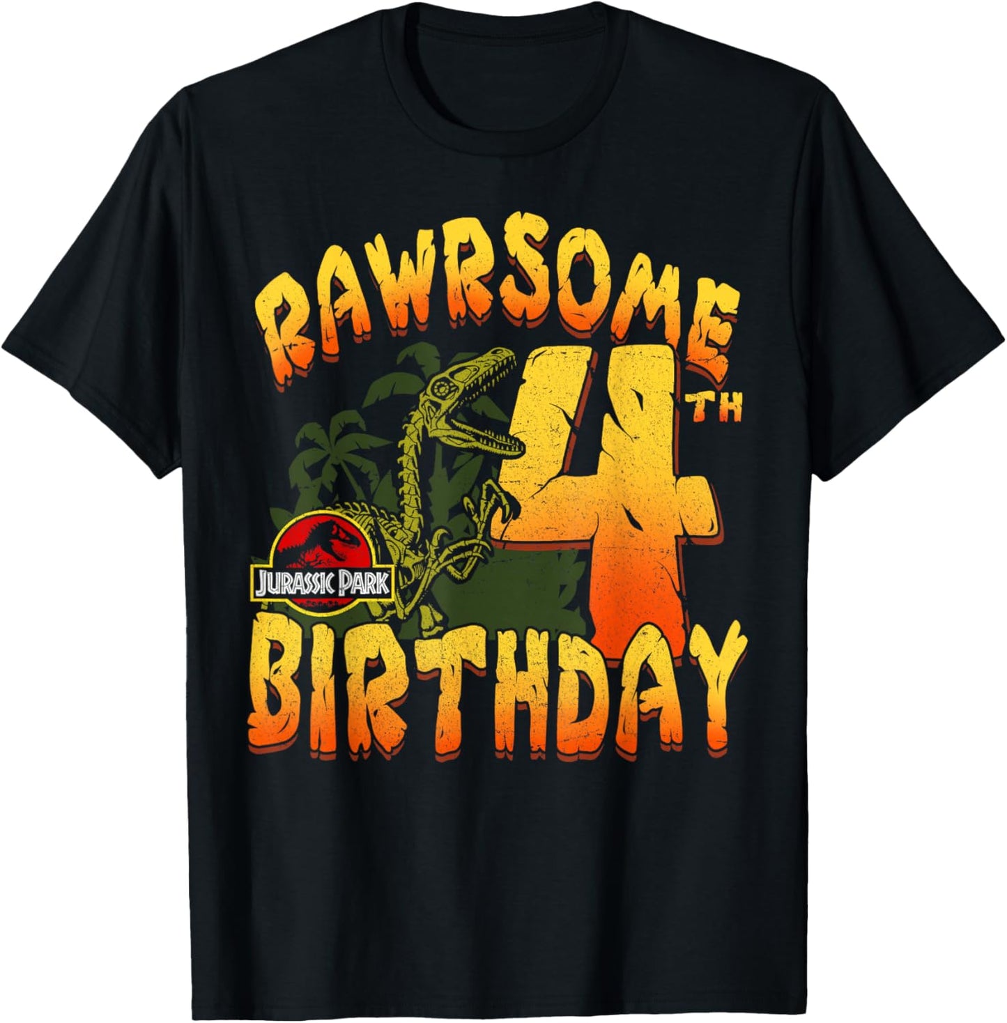 Jurassic Park Rawrsome 4th Birthday T-Shirt