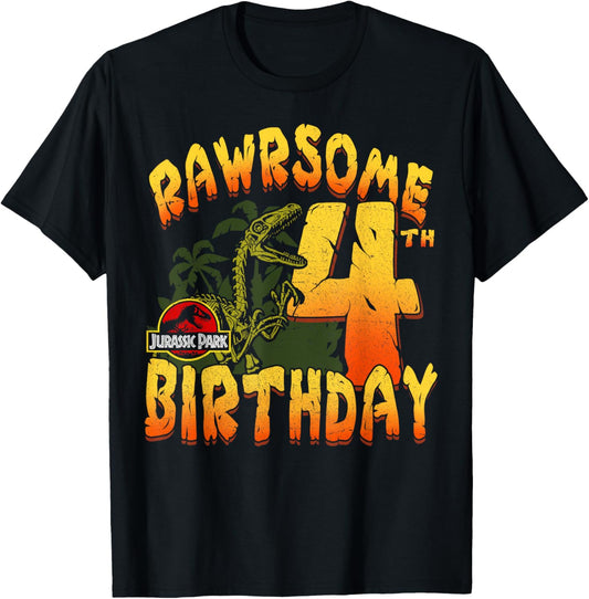 Jurassic Park Rawrsome 4th Birthday T-Shirt