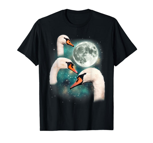 Three Swan Moon | 3 Swans Funny Bird Parody Cursed Meme T-Shirt