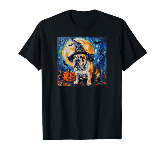 Cute Bulldog Witch | Funny Dog Halloween T-Shirt