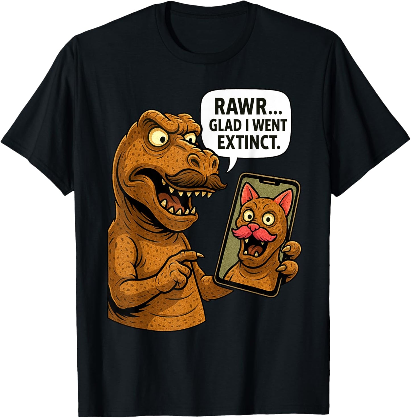 Rawr Glad I Went Extinct, Funny Dinosaur T-rex Selfie Humor T-Shirt