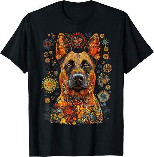 Belgian Malinois Dog Pet Artwork Mandala Belgian Malinois T-Shirt