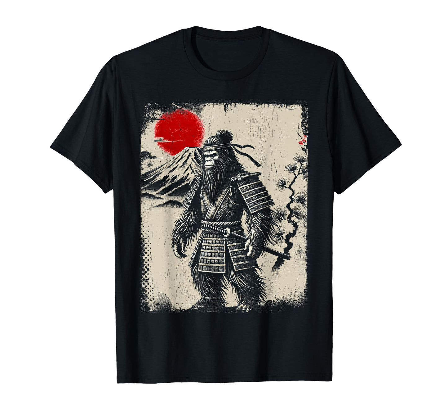 Bigfoot Ninja Art Vintage Japanese Samurai Ukiyo-e Bigfoot T-Shirt