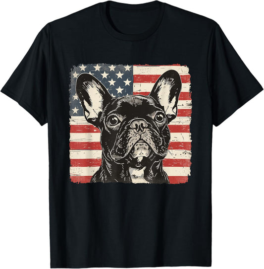 French Bulldog Dog Pop Art USA Flag Shirt July 4th Men Women T-Shirt