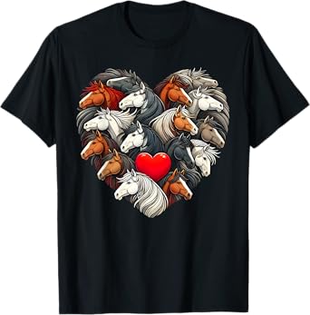 Cute Horse Lovers Valentine's Day Women Teen Girls Graphic T-Shirt