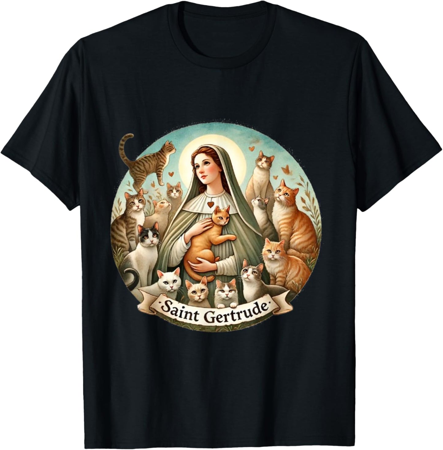 Saint Gertrude patron of cats love cats catholic saint kitty T-Shirt
