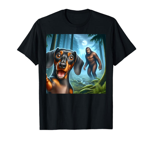 Dachshund Selfie with bigfoot sasquatch T-Shirt
