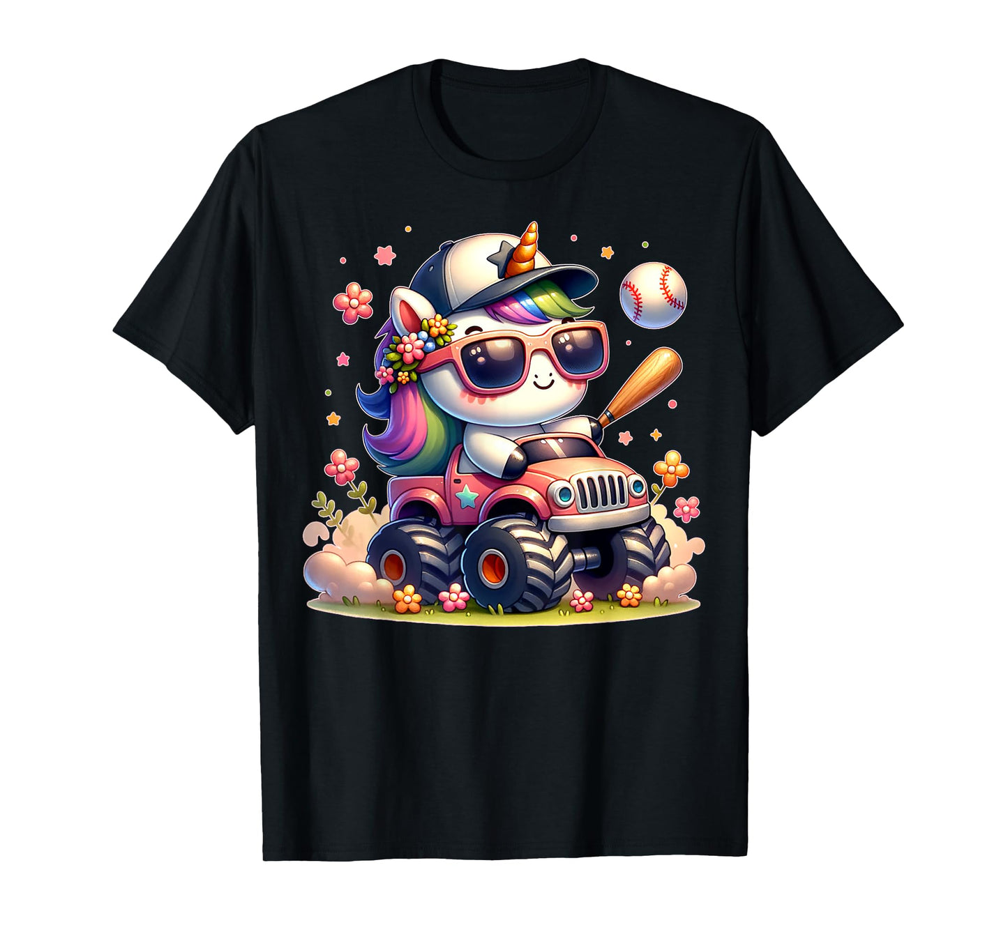 Cute Unicorn Softball Baseball T-ball Shirt for Girl Toddler T-Shirt