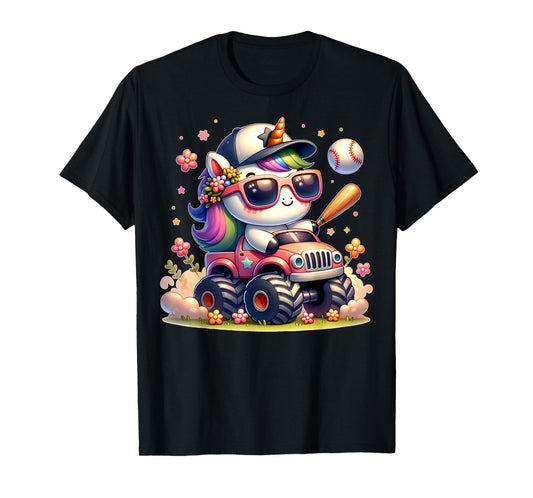 Cute Unicorn Softball Baseball T-ball Shirt for Girl Toddler T-Shirt