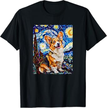 Cute Van Gogh Corgi Starry Night Funny Women Men T-Shirt