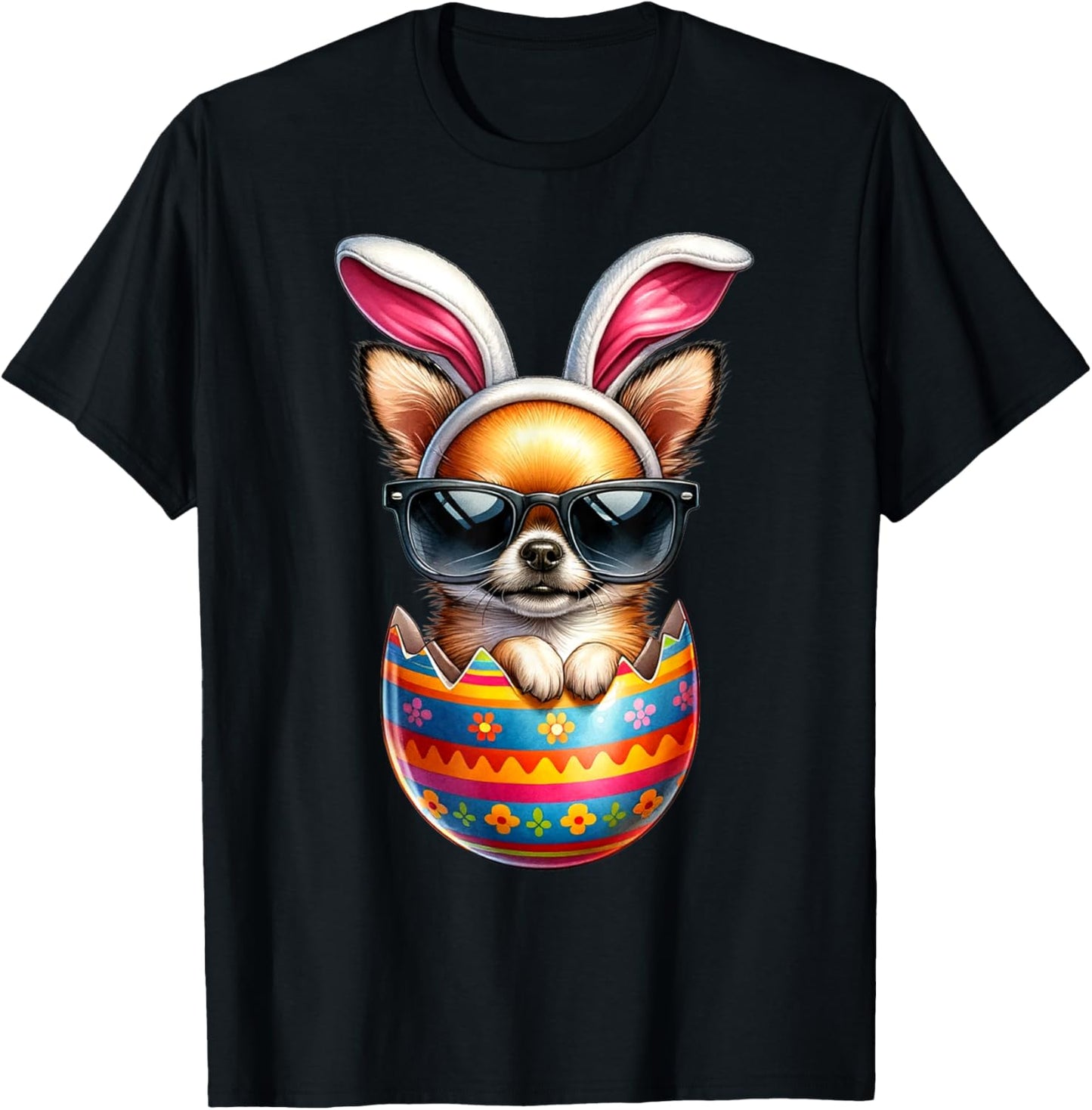 Chihuahua Dog Lover Easter Egg Happy Easter Bunny Ears T-Shirt