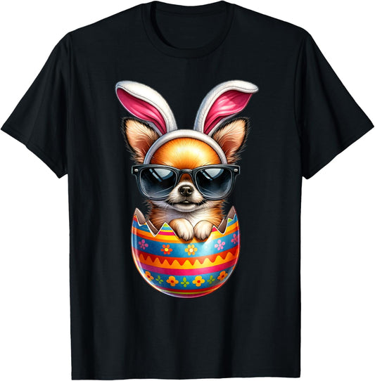 Chihuahua Dog Lover Easter Egg Happy Easter Bunny Ears T-Shirt