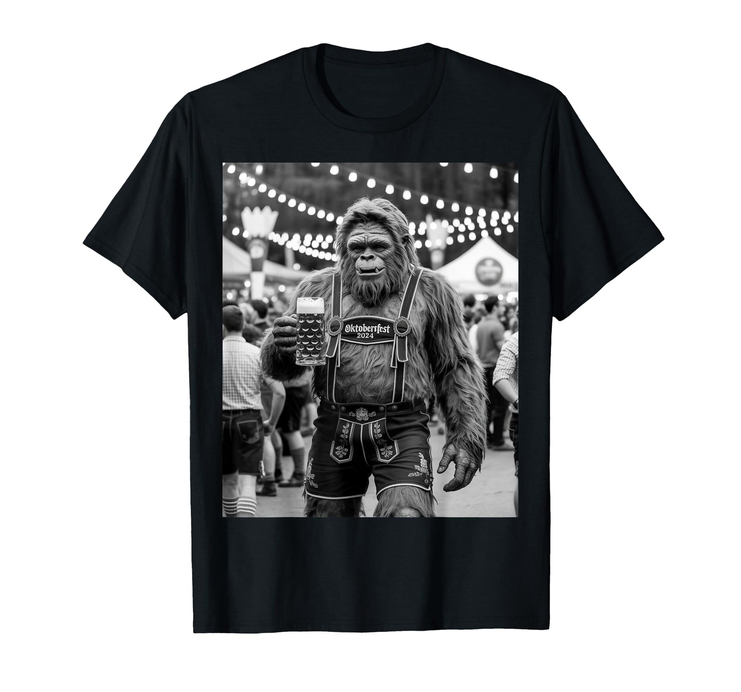 German Bigfoot Sasquatch Lederhosen Funny Oktoberfest 2025 T-Shirt