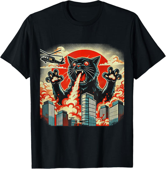 Catzilla Cat Japanese Art Funny Cat Gifts For Men Women Kids T-Shirt