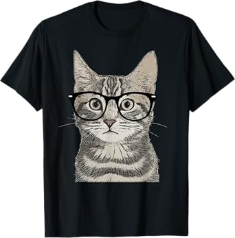 Hipster Cat Kitten Spectacles Eye Glasses Funny Cute T-Shirt T-Shirt for Men Women Girls Kids