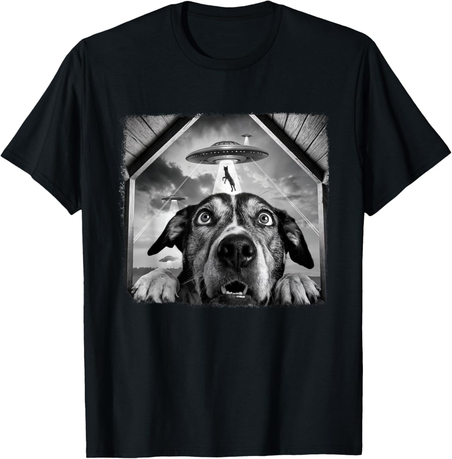 Dog Abducted By Aliens Funny Halloween Ufo Dog Mom Dad T-Shirt