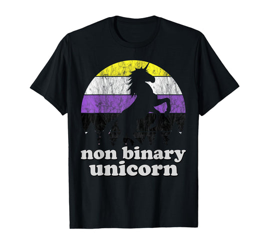 Non-Binary Unicorn Flag retro Vintage Nonbinary LGBTQ Pride T-Shirt