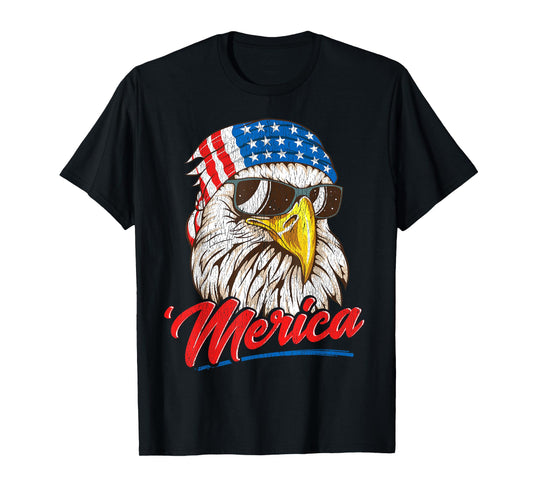 Bald Eagle Merica 80s Mullet Eagle America USA 4th of July T-Shirt for Women Men