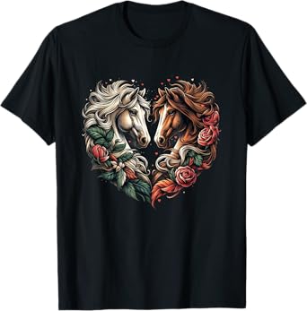 Horse Love Heart Equestrian Horse Rider Lovers T-Shirt