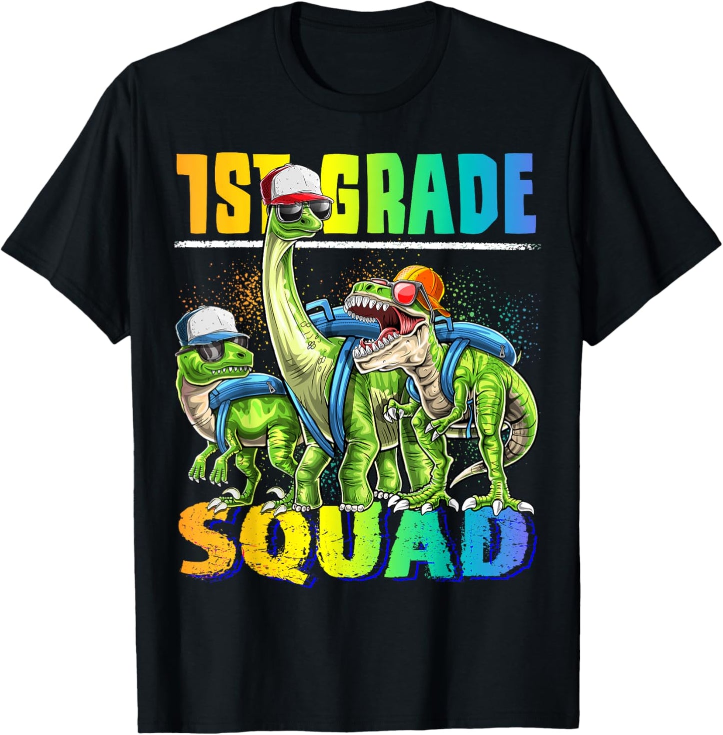 1st Grade Squad T Rex Dinosaur Back to School Backpack Boys T-Shirt