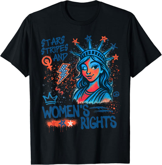 Stars Stripes & Womens Rights 4th Of July Retro American USA T-Shirt