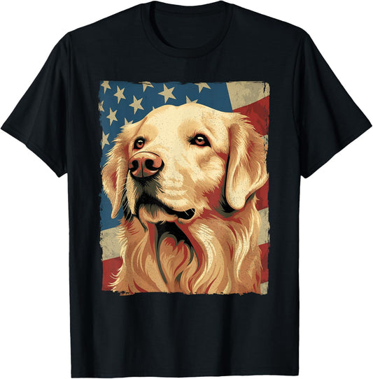 Golden Retriever American Flag T-Shirt 4th Of July Retriever T-Shirt
