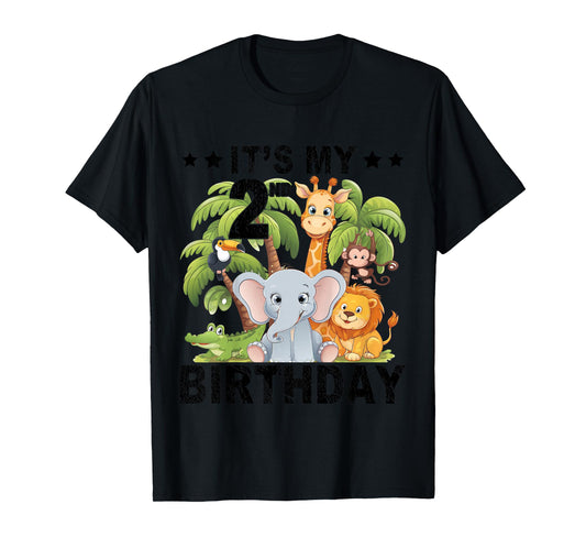 Kids It's My 2nd Birthday Zoo Safari Jungle Animals Theme Funny T-Shirt