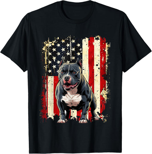 American Flag Dog Pitbull T-shirt