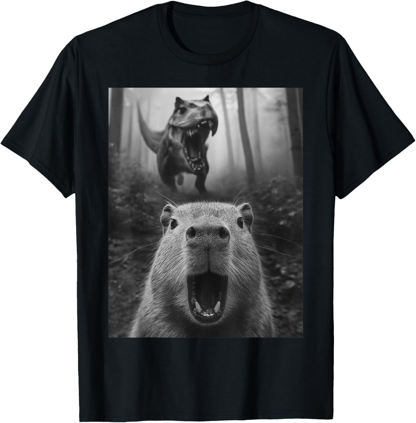 Capybara Capy TRex Dino Capybara Selfie With T-Rex Dinosaur T-Shirt