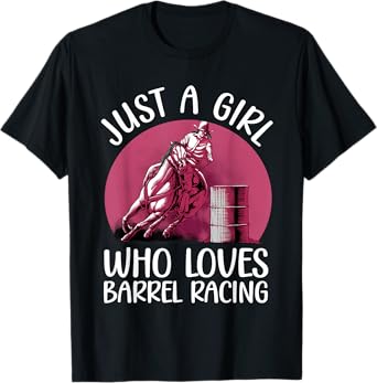 Funny Barrel Racing Art For Girls Women Barrel Racer Cowgirl T-Shirt
