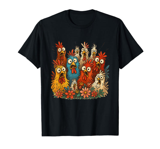 Funny Family Design Crazy Colorful Chicken Art Men Women T-Shirt