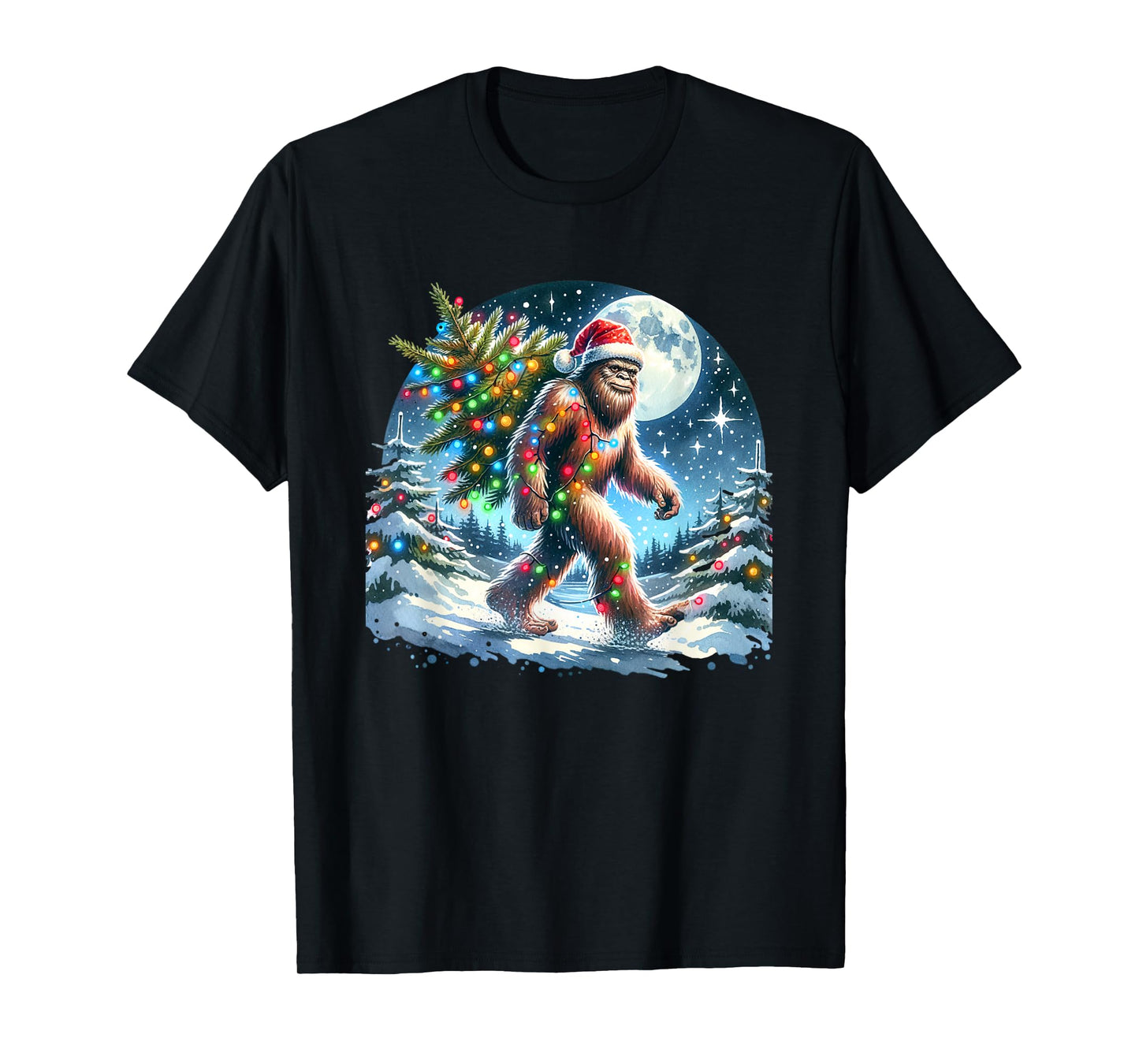 Bigfoot Christmas Holiday Sasquatch Xmas T-Shirt - Bigfoot CHristmas Shirt & Sasquatch Lover Xmas - Unisex-Adults, Unisex-Kids - Black - Small - Short Sleeve - T-Shirt