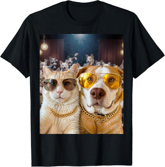 Selfie Cat Selfie Dog Party Buddies T-Shirt