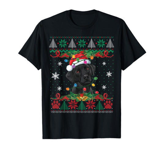 Black Lab Christmas Ugly Sweater Funny Dog Lover Xmas T-Shirt