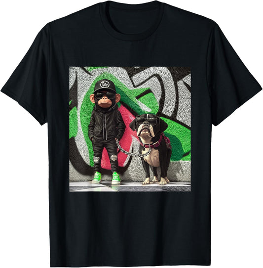 Funny Monkey Dog Sneakers Cool Graphic for Men Woman Street T-Shirt