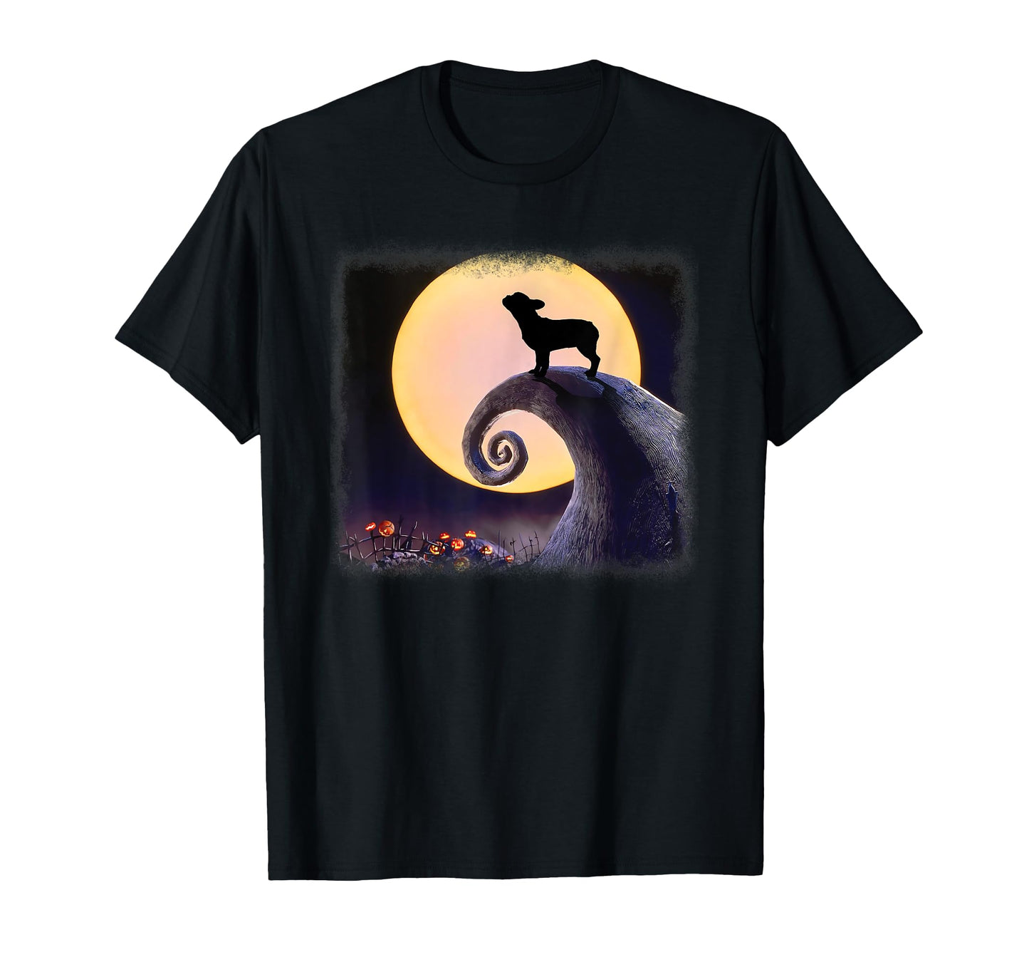 Funny French Bulldog and Moon Halloween Costume Men Women Kids T-Shirt