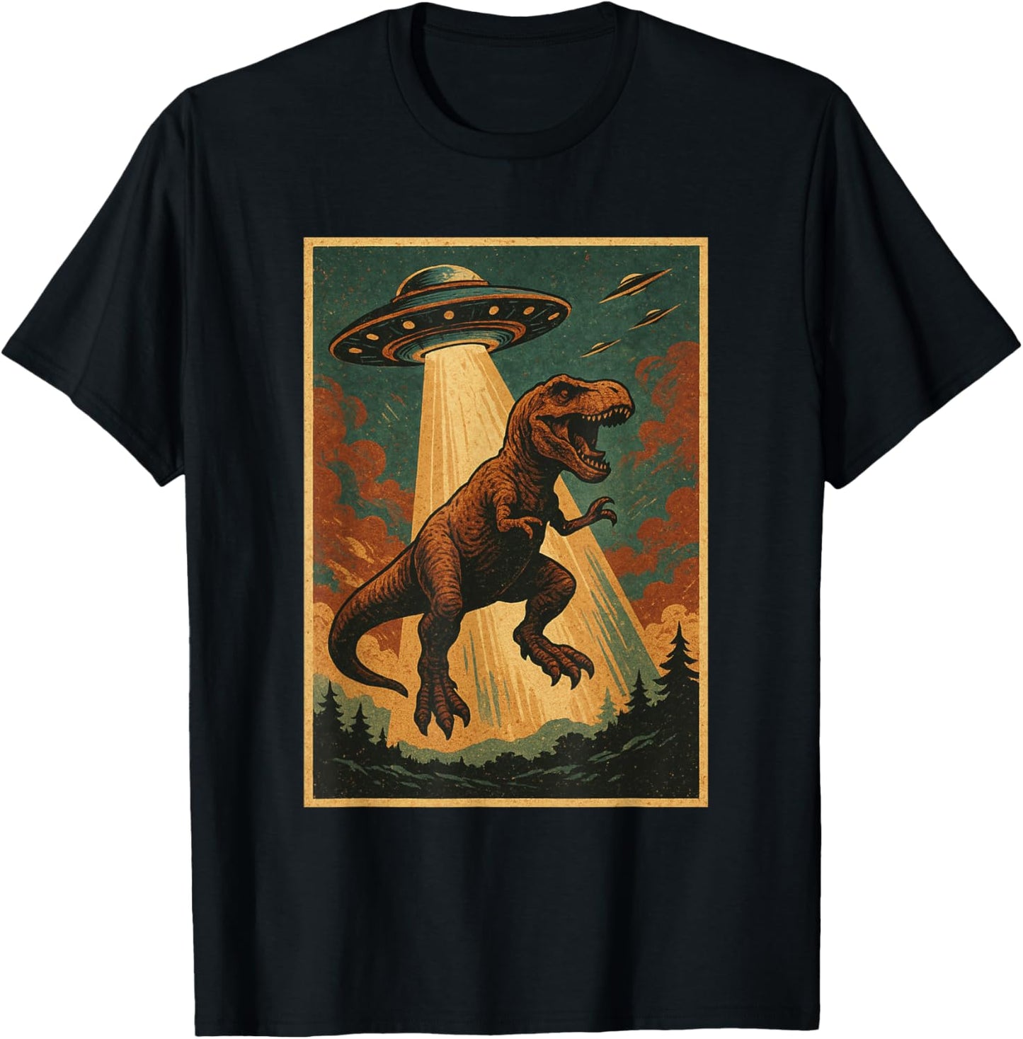 Alien UFO Abduction Shirt Dinosaur Shirt Men Boy Women T-Rex T-Shirt